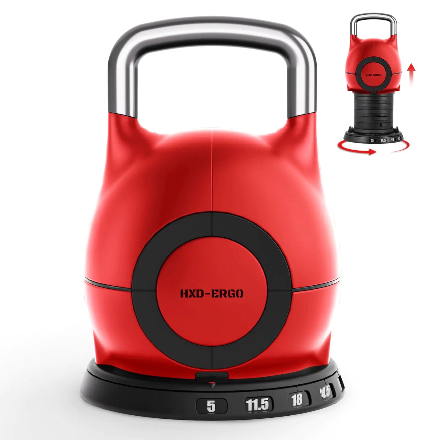 HXD-ERGO Adjustable Kettlebell 5–44 lb (Red)